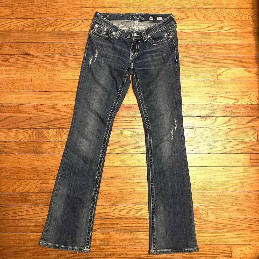 Miss Me Embellished Faux-Cowhide & Rhinestone Bootcut Jeans Size 28